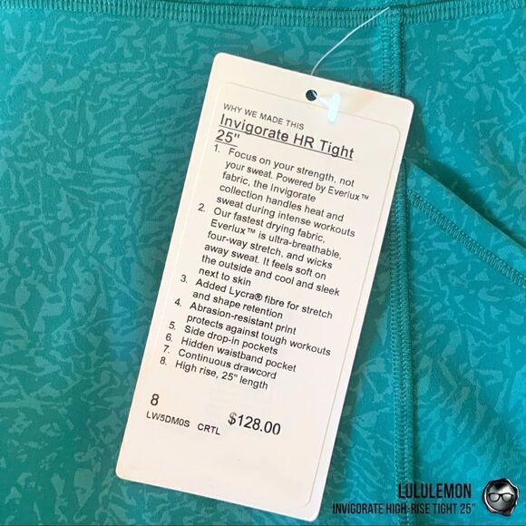 LULULEMON INVIGORATE HIGH-RISE LEGGINGS 25” IN TEAL LAGOON BLUE-GREEN PETITE NEW - Picture 7 of 15